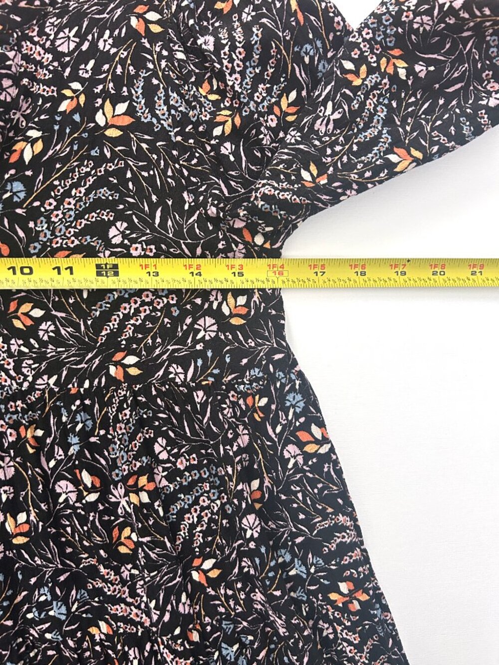 Anthropologie Maeve Black Floral Mini Dress Tiered Ruffle Womens S Boho Western - Picture 7 of 10